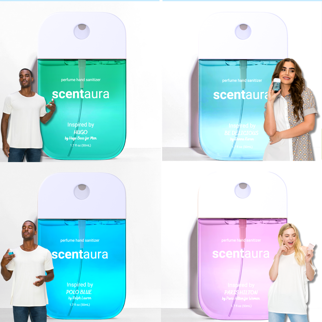 Scentaura Fragrance Perfume Hand Sanitizer VARIETY 4-PACK